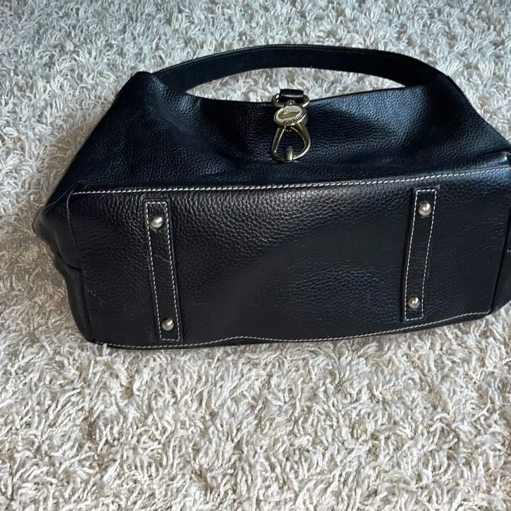 D&B Black Leather Hobo Bag Belvedere Logo Lock Shoulder Bag